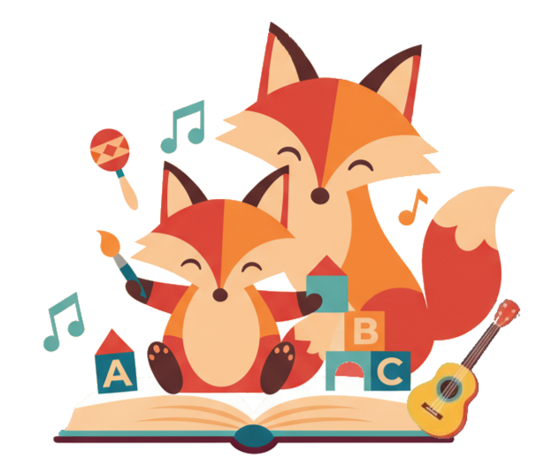 Ilustración de una llama andina de pie frente a montañas geométricas y una puesta de sol, rodeada de cactus, plantas del desierto y motivos folclóricos mexicano-andinos en colores cálidos y brillantes.